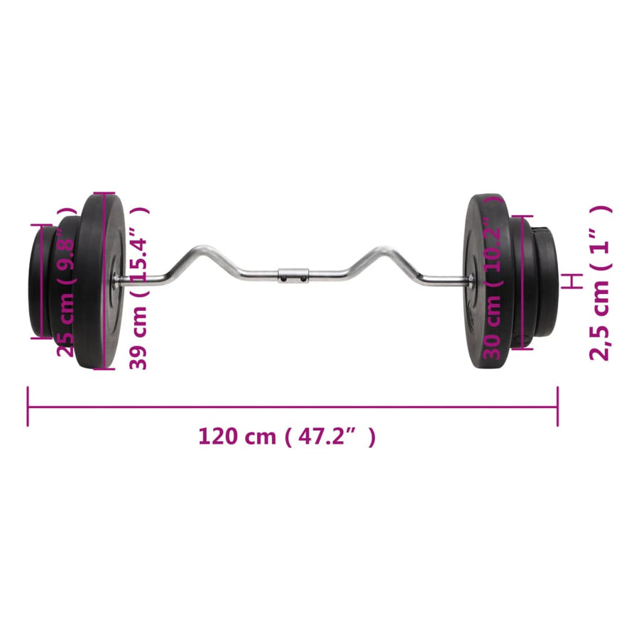 Halter Gebogen Met Gewichten 60 Kg 1 Supercurlstang