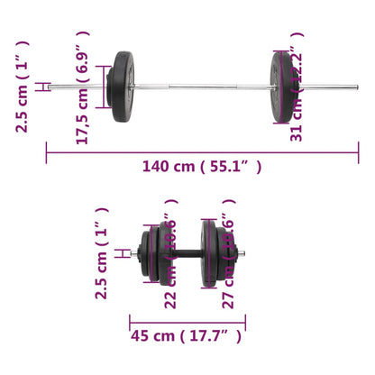 Halterset Met Gewichten 60 Kg 2 x 10 kg + 4 x 5 kg + 6 x 1.25 kg + 4 x 2.5 kg