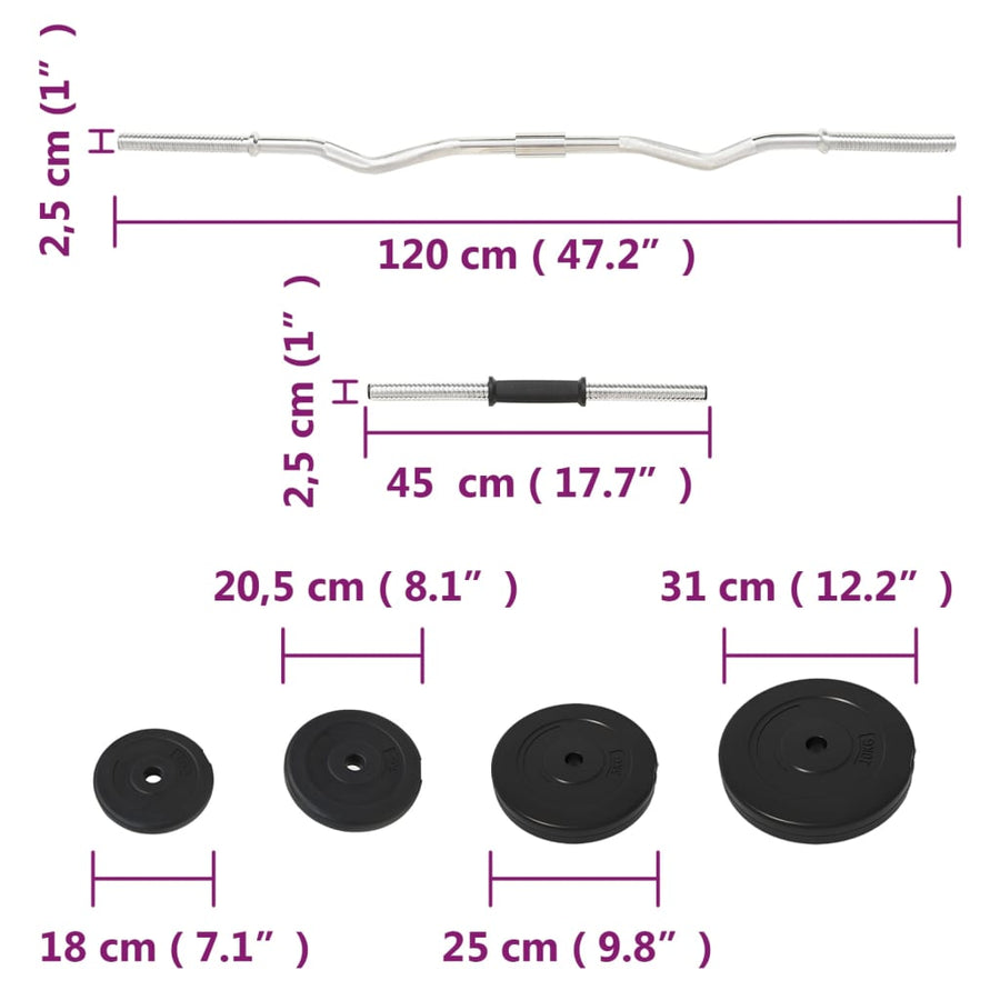 Halterset Met Gewichten 60 kg Curlstang