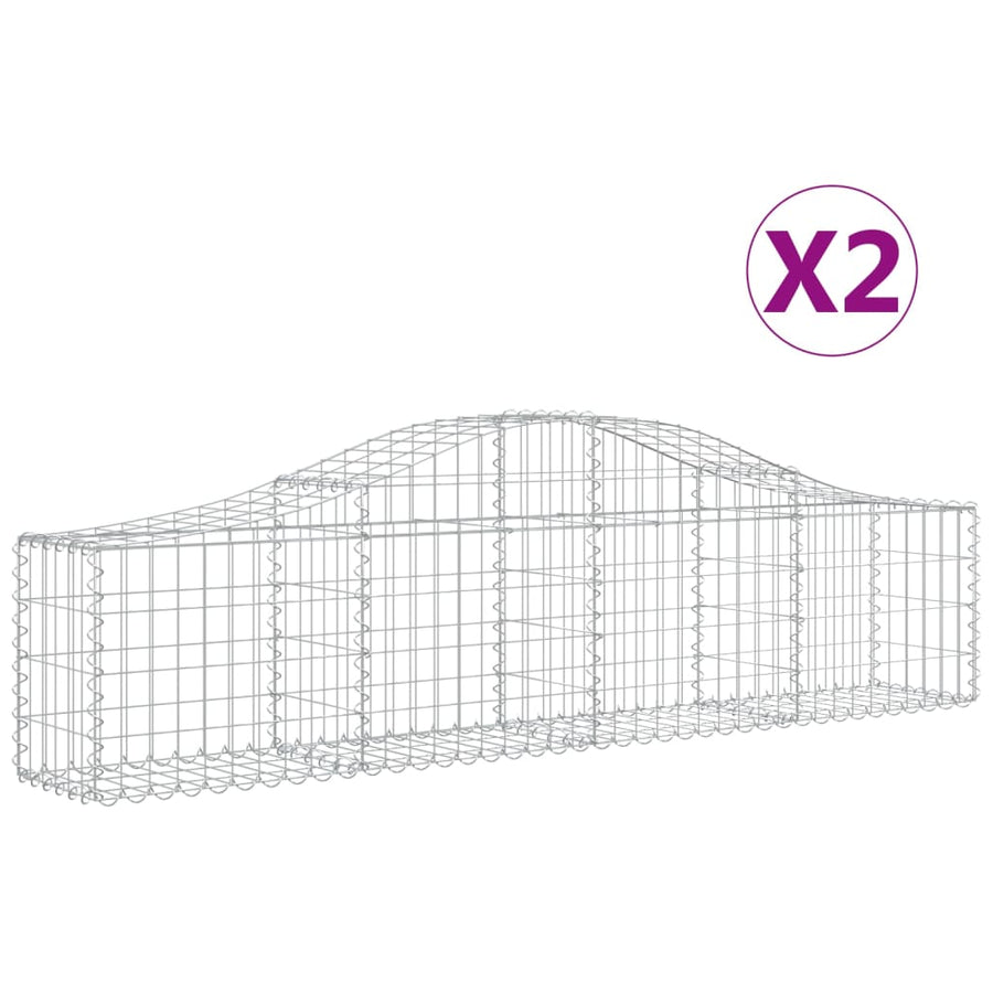 Schanskorven 2 st gewelfd 200x30x40/60 cm gegalvaniseerd ijzer 2 200 x 30 x 40/60 cm