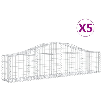Schanskorven 5 st gewelfd 200x30x40/60 cm gegalvaniseerd ijzer 5 200 x 30 x 40/60 cm