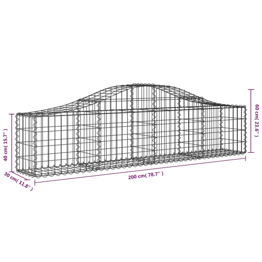 Schanskorven 5 st gewelfd 200x30x40/60 cm gegalvaniseerd ijzer 5 200 x 30 x 40/60 cm
