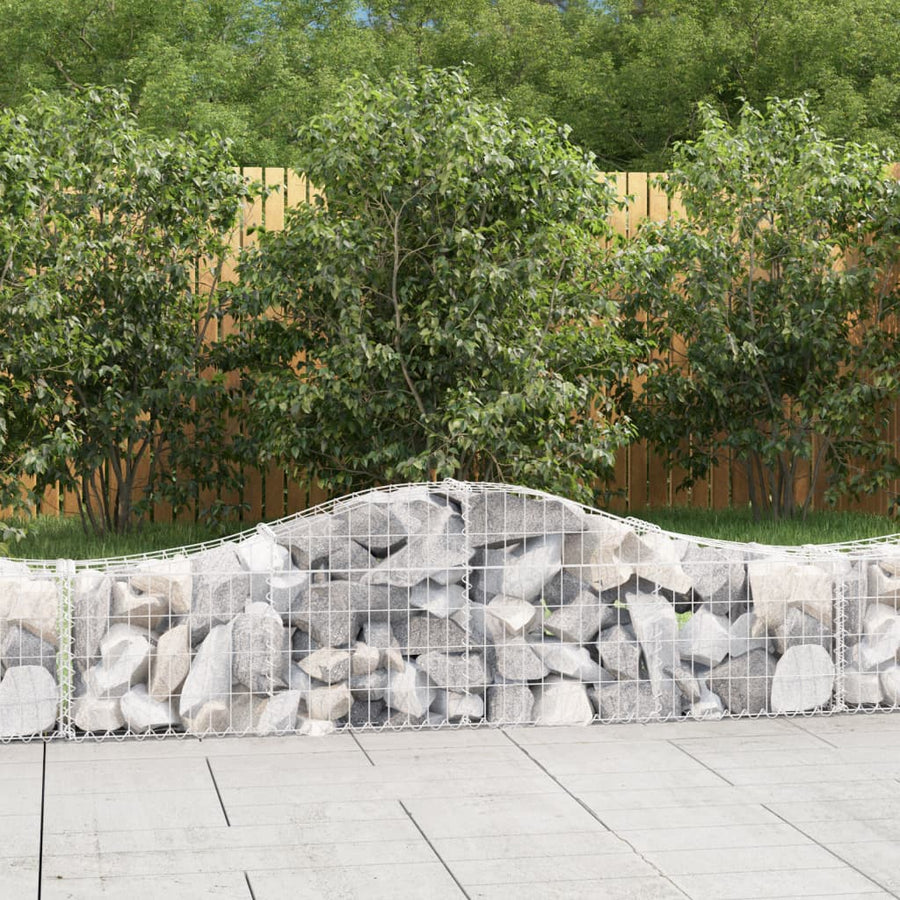 Schanskorven 5 st gewelfd 200x30x40/60 cm gegalvaniseerd ijzer 5 200 x 30 x 40/60 cm