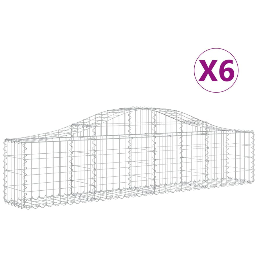 Schanskorven 6 st gewelfd 200x30x40/60 cm gegalvaniseerd ijzer 6 200 x 30 x 40/60 cm