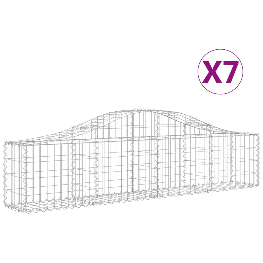 Schanskorven 7 st gewelfd 200x30x40/60 cm gegalvaniseerd ijzer 7 200 x 30 x 40/60 cm