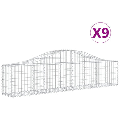 Schanskorven 9 st gewelfd 200x30x40/60 cm gegalvaniseerd ijzer 9 200 x 30 x 40/60 cm