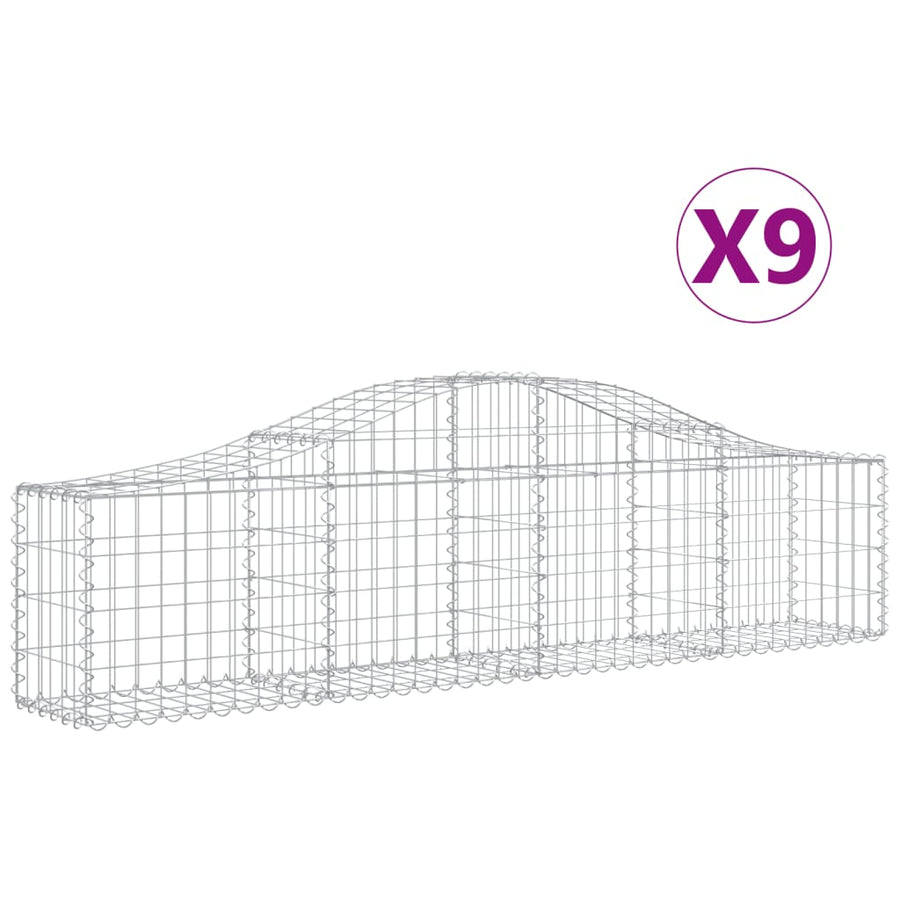 Schanskorven 9 st gewelfd 200x30x40/60 cm gegalvaniseerd ijzer 9 200 x 30 x 40/60 cm