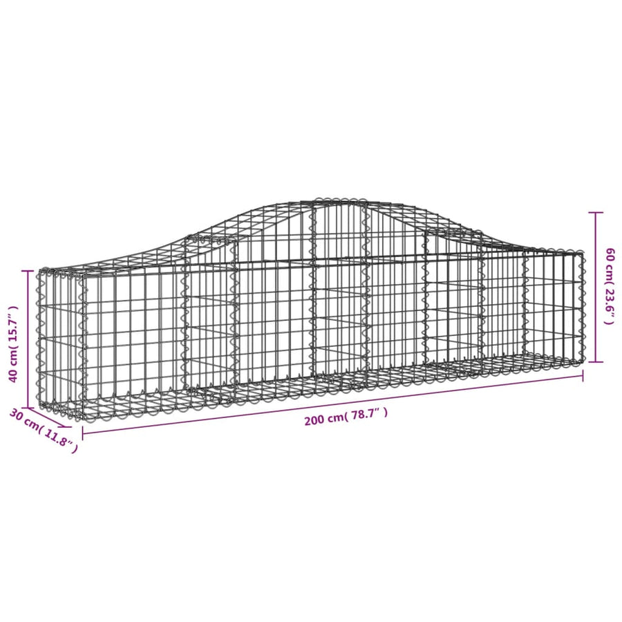 Schanskorven 9 st gewelfd 200x30x40/60 cm gegalvaniseerd ijzer 9 200 x 30 x 40/60 cm