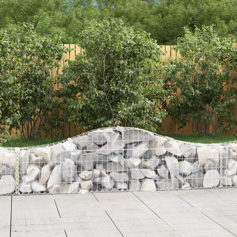 Schanskorven 9 st gewelfd 200x30x40/60 cm gegalvaniseerd ijzer 9 200 x 30 x 40/60 cm