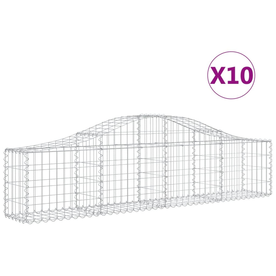 Schanskorven 10 st gewelfd 200x30x40/60 cm gegalvaniseerd ijzer 10 200 x 30 x 40/60 cm