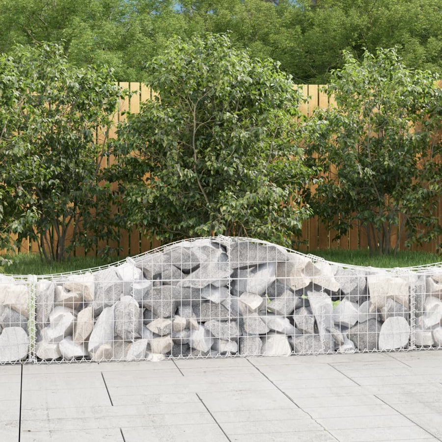 Schanskorven 10 st gewelfd 200x30x40/60 cm gegalvaniseerd ijzer 10 200 x 30 x 40/60 cm