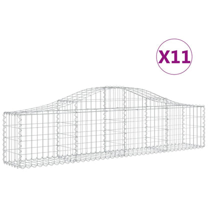 Schanskorven 11 st gewelfd 200x30x40/60 cm gegalvaniseerd ijzer 11 200 x 30 x 40/60 cm