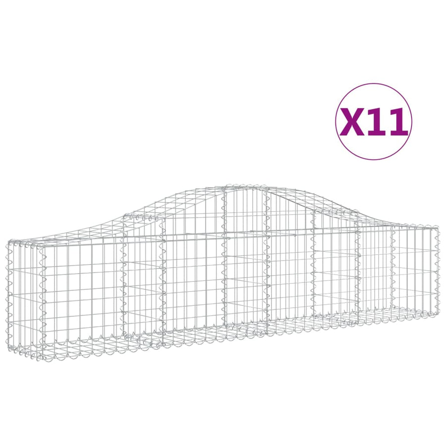 Schanskorven 11 st gewelfd 200x30x40/60 cm gegalvaniseerd ijzer 11 200 x 30 x 40/60 cm