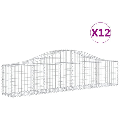 Schanskorven 12 st gewelfd 200x30x40/60 cm gegalvaniseerd ijzer 12 200 x 30 x 40/60 cm