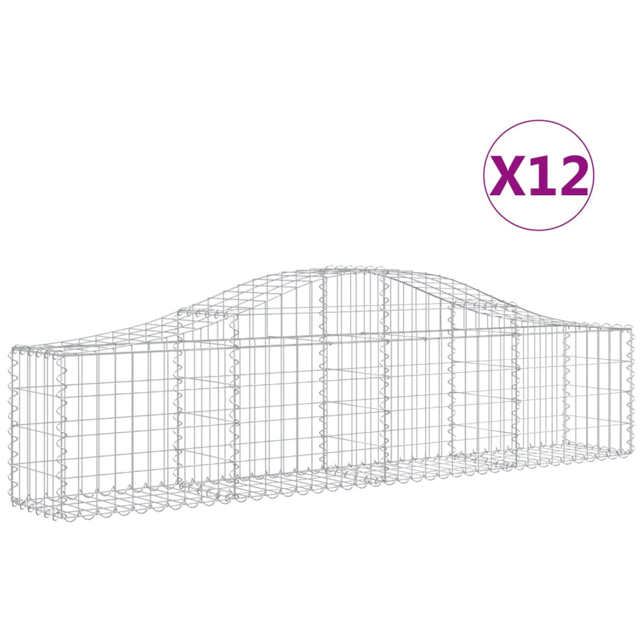Schanskorven 12 st gewelfd 200x30x40/60 cm gegalvaniseerd ijzer 12 200 x 30 x 40/60 cm
