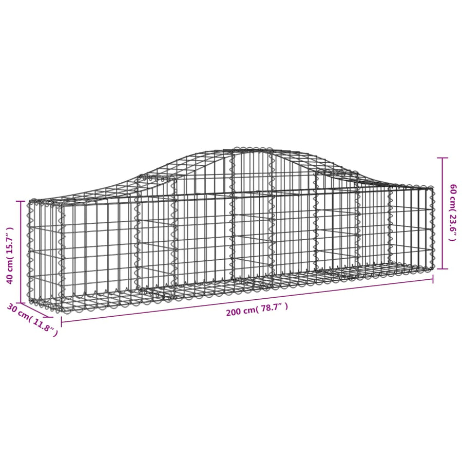 Schanskorven 14 st gewelfd 200x30x40/60 cm gegalvaniseerd ijzer 14 200 x 30 x 40/60 cm