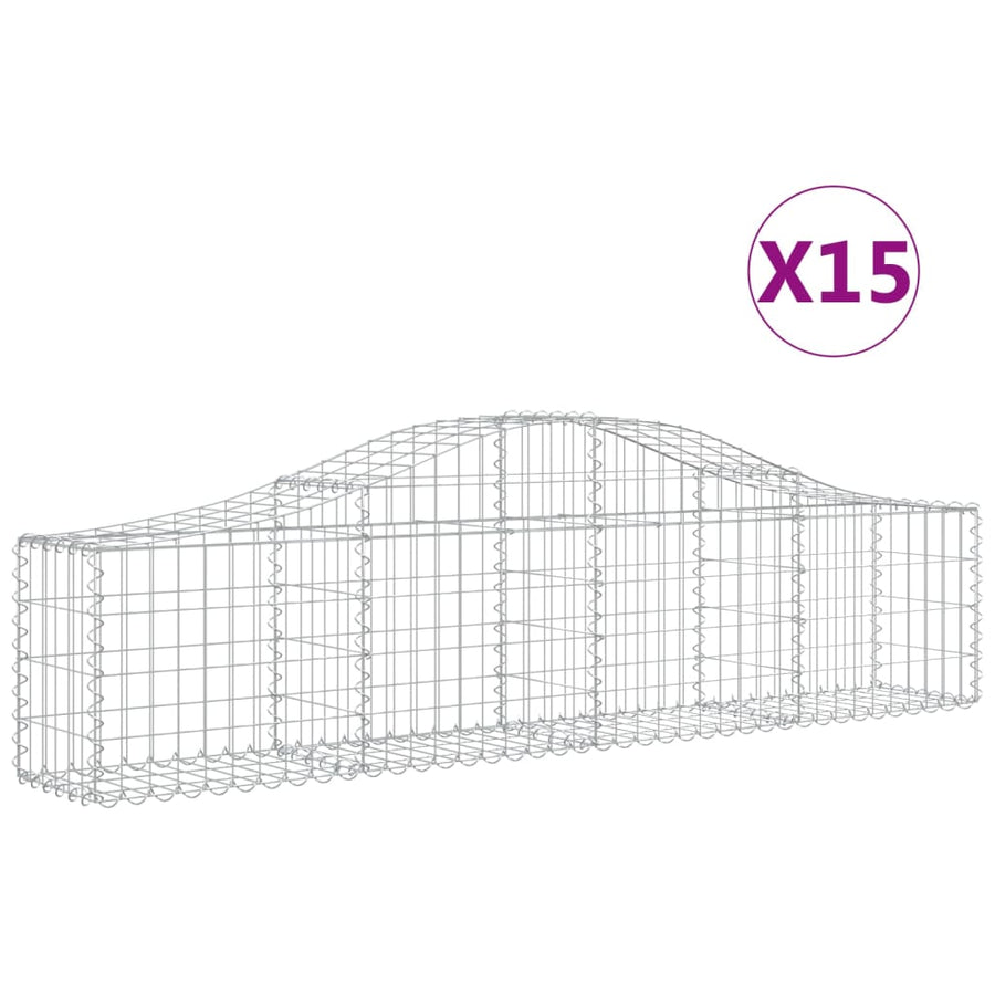 Schanskorven 15 st gewelfd 200x30x40/60 cm gegalvaniseerd ijzer 15 200 x 30 x 40/60 cm