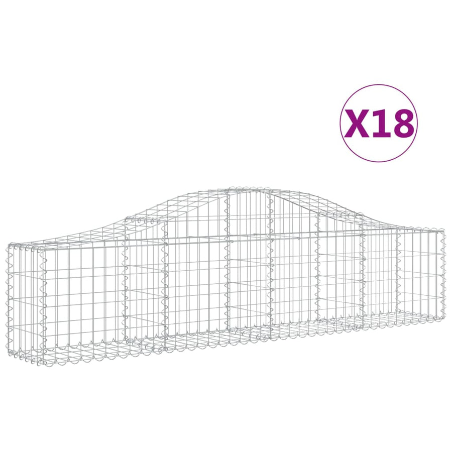 Schanskorven 18 st gewelfd 200x30x40/60 cm gegalvaniseerd ijzer 18 200 x 30 x 40/60 cm