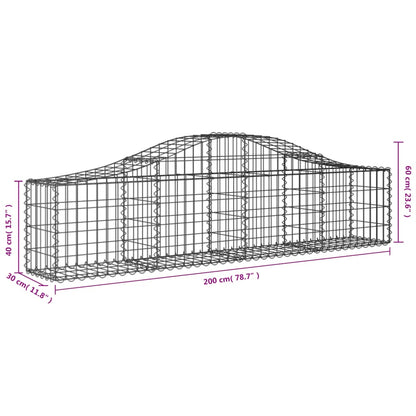 Schanskorven 20 st gewelfd 200x30x40/60 cm gegalvaniseerd ijzer 20 200 x 30 x 40/60 cm
