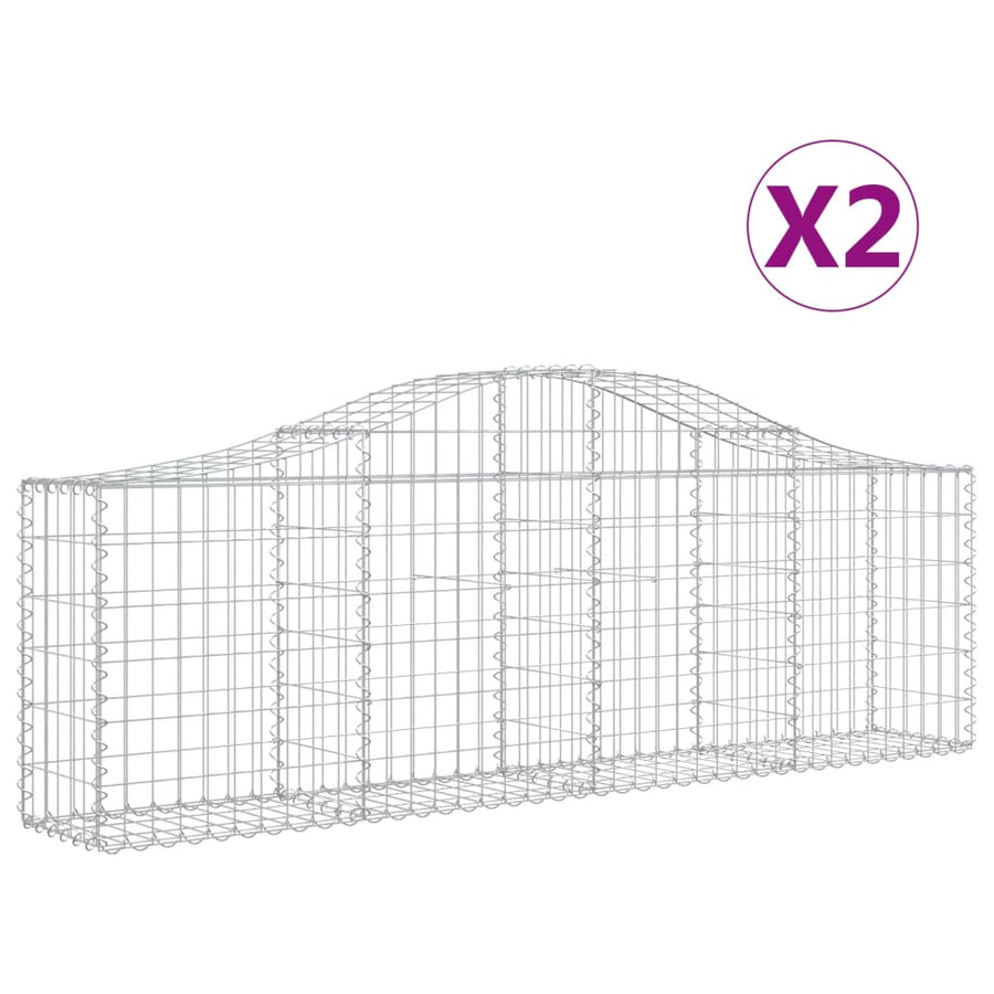 Schanskorven 2 st gewelfd 200x30x60/80 cm gegalvaniseerd ijzer 2 200 x 30 x 60/80 cm