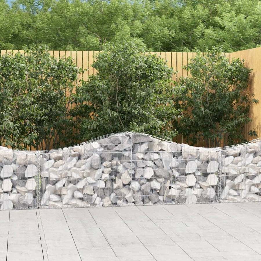 Schanskorven 2 st gewelfd 200x30x60/80 cm gegalvaniseerd ijzer 2 200 x 30 x 60/80 cm