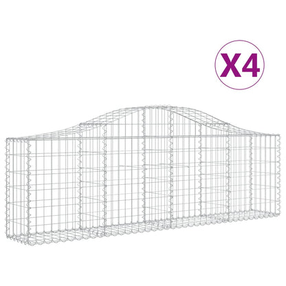 Schanskorven 4 st gewelfd 200x30x60/80 cm gegalvaniseerd ijzer 4 200 x 30 x 60/80 cm