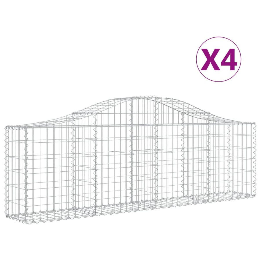 Schanskorven 4 st gewelfd 200x30x60/80 cm gegalvaniseerd ijzer 4 200 x 30 x 60/80 cm