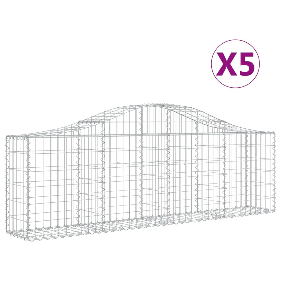 Schanskorven 5 st gewelfd 200x30x60/80 cm gegalvaniseerd ijzer 5 200 x 30 x 60/80 cm