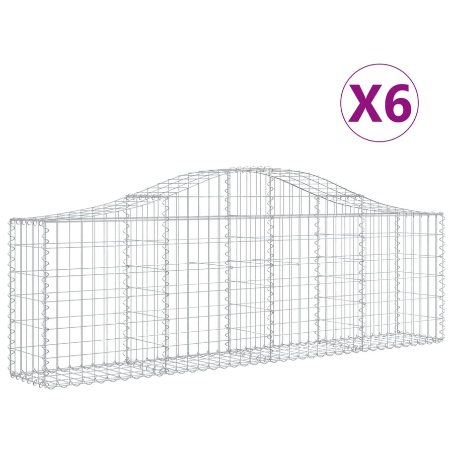 Schanskorven 6 st gewelfd 200x30x60/80 cm gegalvaniseerd ijzer 6 200 x 30 x 60/80 cm