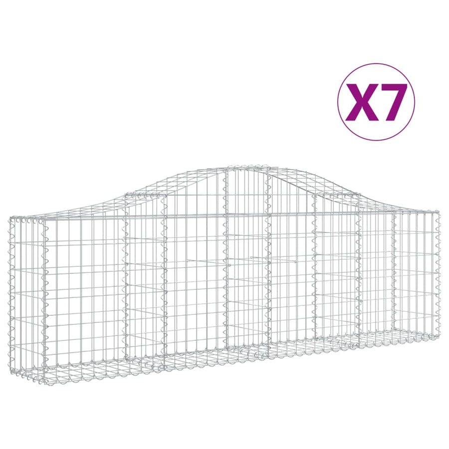 Schanskorven 7 st gewelfd 200x30x60/80 cm gegalvaniseerd ijzer 7 200 x 30 x 60/80 cm