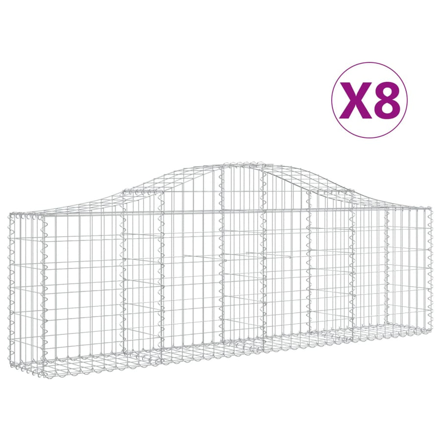 Schanskorven 8 st gewelfd 200x30x60/80 cm gegalvaniseerd ijzer 8 200 x 30 x 60/80 cm