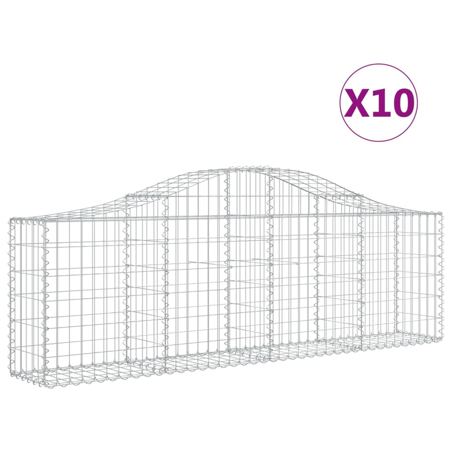 Schanskorven 10 st gewelfd 200x30x60/80 cm gegalvaniseerd ijzer 10 200 x 30 x 60/80 cm