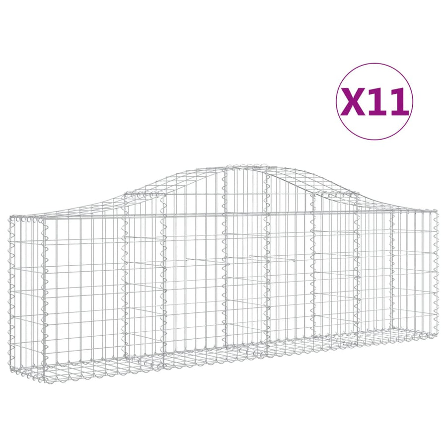 Schanskorven 11 st gewelfd 200x30x60/80 cm gegalvaniseerd ijzer 11 200 x 30 x 60/80 cm