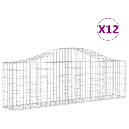 Schanskorven 12 st gewelfd 200x30x60/80 cm gegalvaniseerd ijzer 12 200 x 30 x 60/80 cm