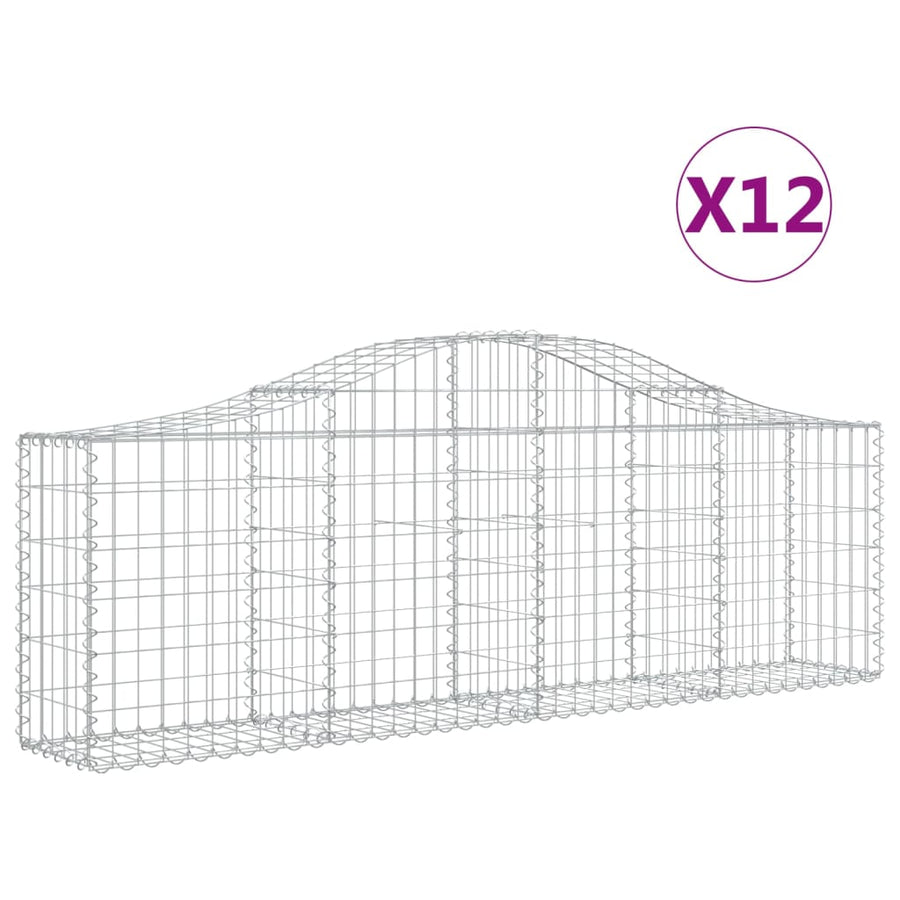 Schanskorven 12 st gewelfd 200x30x60/80 cm gegalvaniseerd ijzer 12 200 x 30 x 60/80 cm