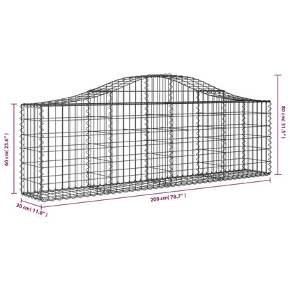 Schanskorven 12 st gewelfd 200x30x60/80 cm gegalvaniseerd ijzer 12 200 x 30 x 60/80 cm
