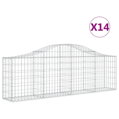 Schanskorven 14 st gewelfd 200x30x60/80 cm gegalvaniseerd ijzer 14 200 x 30 x 60/80 cm