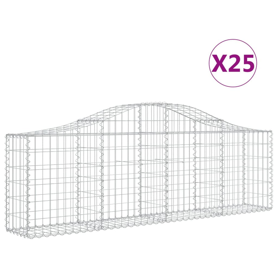 Schanskorven 25 st gewelfd 200x30x60/80 cm gegalvaniseerd ijzer 25 200 x 30 x 60/80 cm
