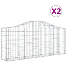 Schanskorven 2 st gewelfd 200x30x80/100 cm gegalvaniseerd ijzer 2 200 x 30 x 80/100 cm