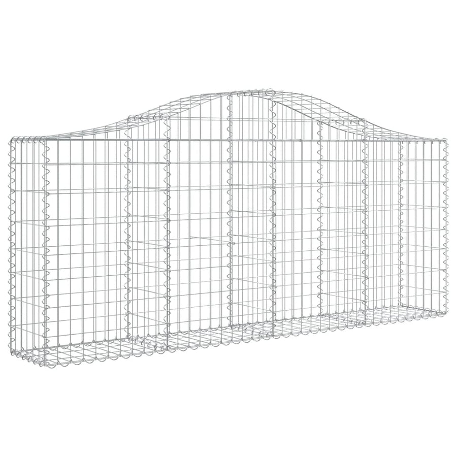 Schanskorven 2 st gewelfd 200x30x80/100 cm gegalvaniseerd ijzer 2 200 x 30 x 80/100 cm