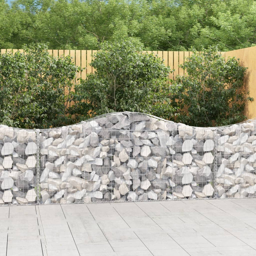 Schanskorven 2 st gewelfd 200x30x80/100 cm gegalvaniseerd ijzer 2 200 x 30 x 80/100 cm