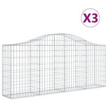 Schanskorven 3 st gewelfd 200x30x80/100 cm gegalvaniseerd ijzer 3 200 x 30 x 80/100 cm