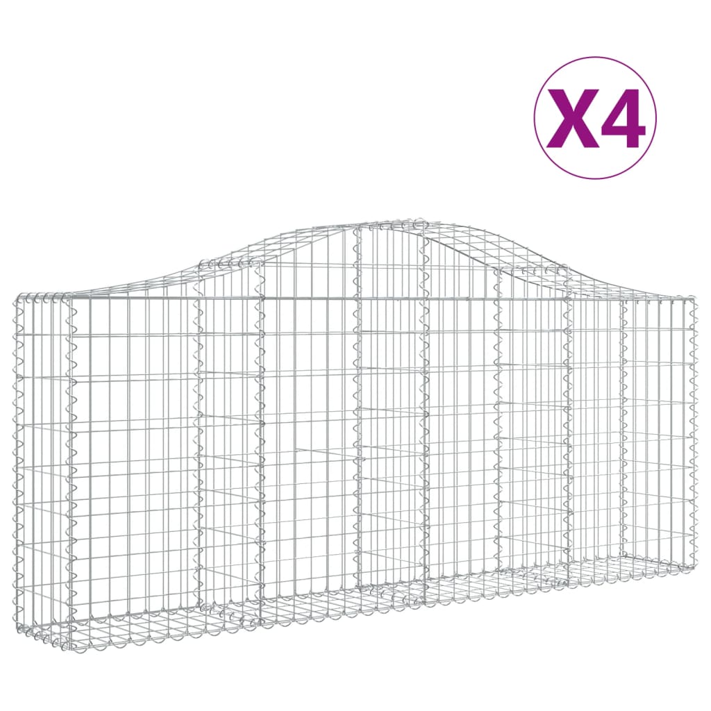 Schanskorven 4 st gewelfd 200x30x80/100 cm gegalvaniseerd ijzer 4 200 x 30 x 80/100 cm