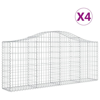 Schanskorven 4 st gewelfd 200x30x80/100 cm gegalvaniseerd ijzer 4 200 x 30 x 80/100 cm