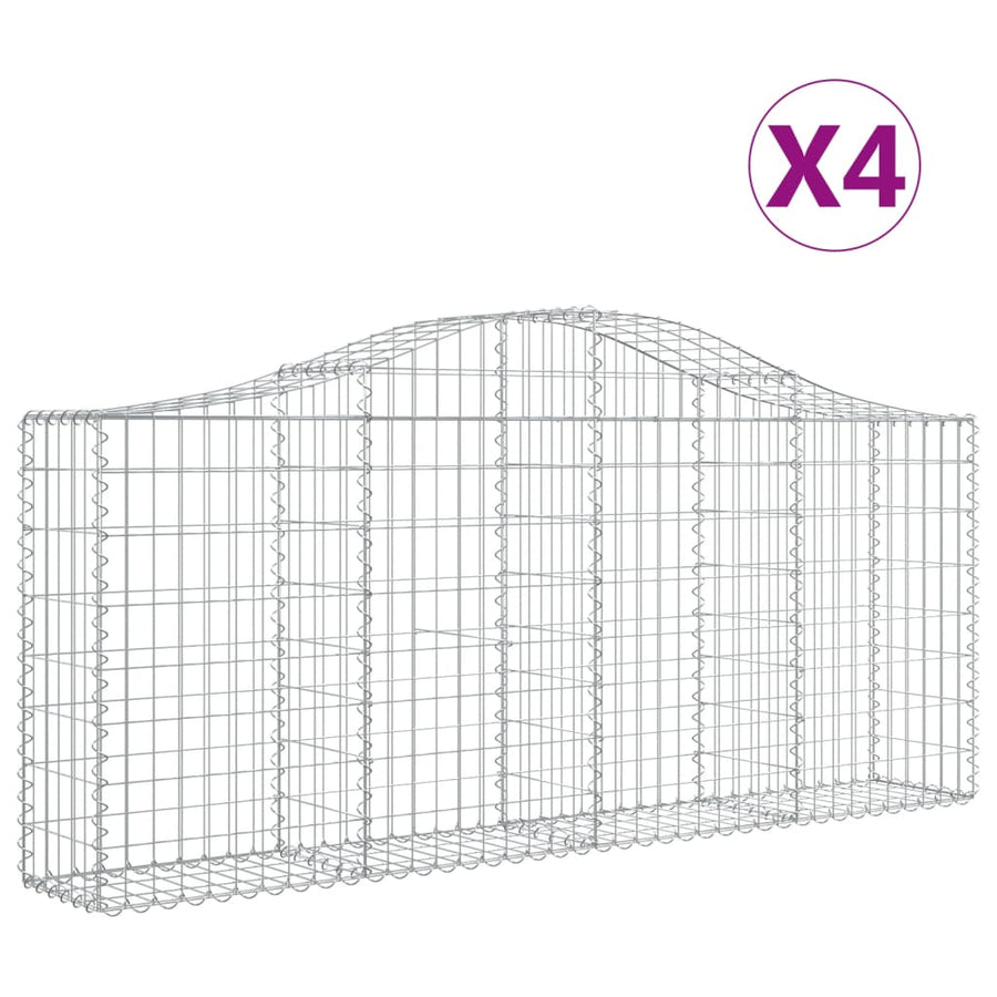 Schanskorven 4 st gewelfd 200x30x80/100 cm gegalvaniseerd ijzer 4 200 x 30 x 80/100 cm