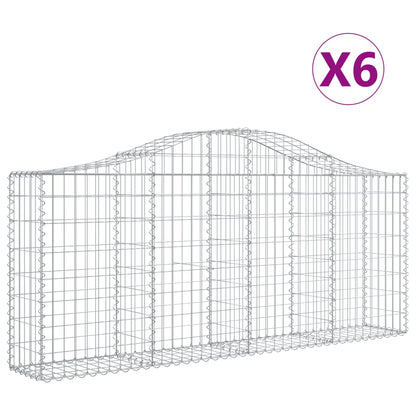 Schanskorven 6 st gewelfd 200x30x80/100 cm gegalvaniseerd ijzer 6 200 x 30 x 80/100 cm