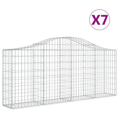 Schanskorven 7 st gewelfd 200x30x80/100 cm gegalvaniseerd ijzer 7 200 x 30 x 80/100 cm