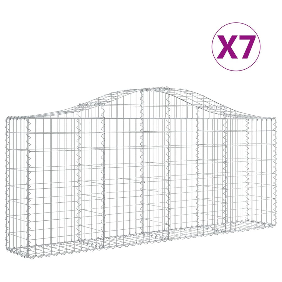 Schanskorven 7 st gewelfd 200x30x80/100 cm gegalvaniseerd ijzer 7 200 x 30 x 80/100 cm