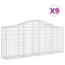 Schanskorven 9 st gewelfd 200x30x80/100 cm gegalvaniseerd ijzer 9 200 x 30 x 80/100 cm