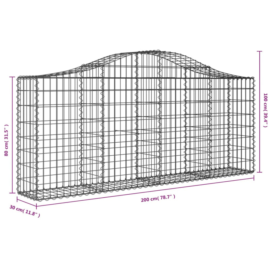 Schanskorven 11 st gewelfd 200x30x80/100 cm ijzer 11 200 x 30 x 80/100 cm